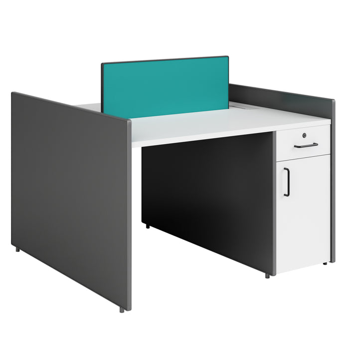 VOFFOV® 2 Person Workstation Desk w/ Cabinets, Coffee