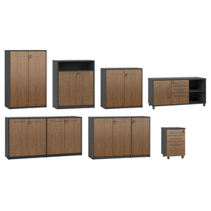 VOFFOV® Storage Cabinet Wood Counter Cabinet with 3 Lockable Doors