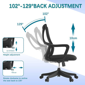 VOFFOV® Executive Office Chair Modern Adjustable Height Lumbar Support, Black