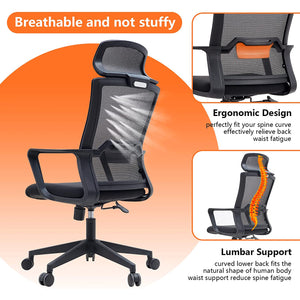 VOFFOV® High Back Ergonomic Chair with Headrest