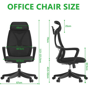 VOFFOV® Executive Office Chair Ergonomic Computer Desk Chair with Headrest Executive Chairs Adjustable Lumbar Support Mesh Chair (Hanger Rack), Black