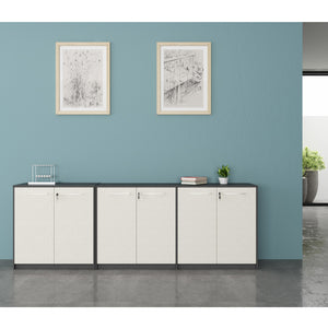 VOFFOV® Storage Cabinet Wood Counter Cabinet with 2 Lockable Doors for Home Office