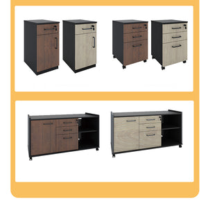 VOFFOV® 3 Drawer Mobile Lateral Wood Filing Cabinet On Wheels