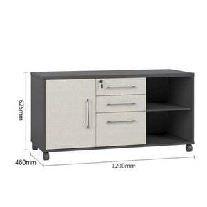 VOFFOV® 3 Drawer Mobile Lateral Wood Filing Cabinet On Wheels