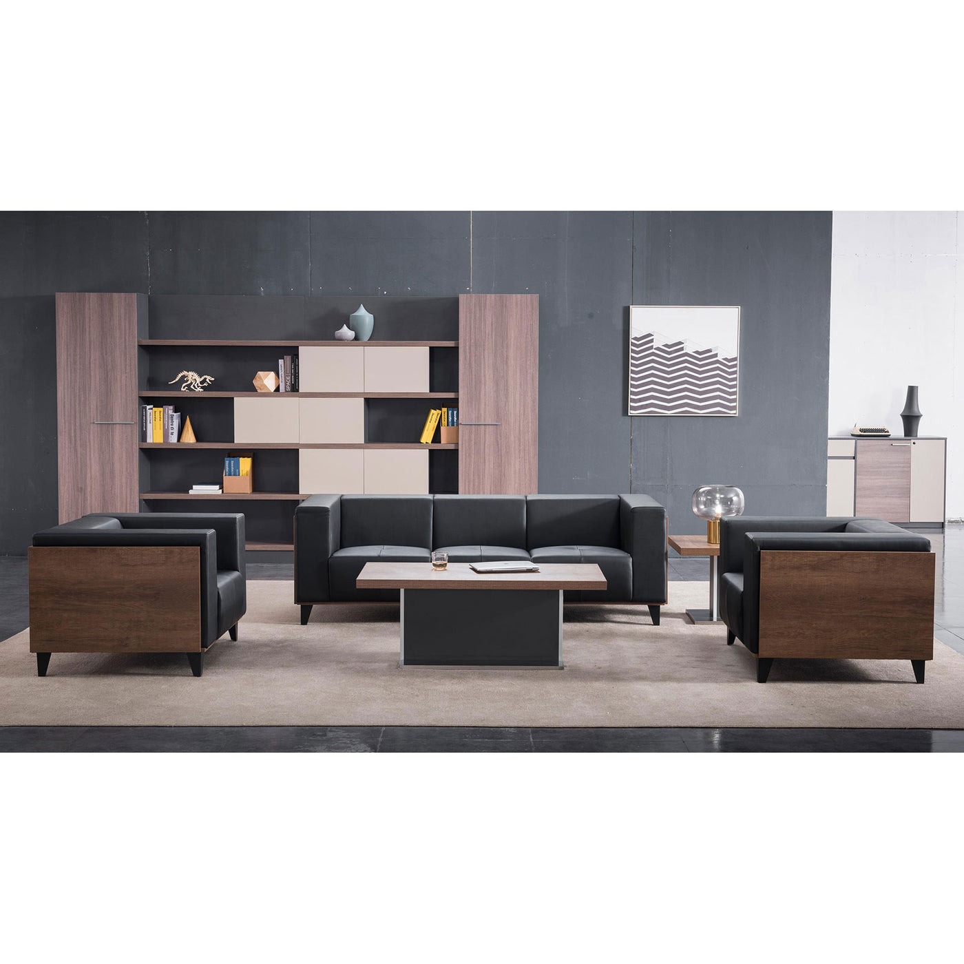 One Seat Wide Square Arm Sofa MG 366 1S Black