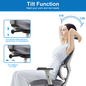 VOFFOV® Ergonomic White Office Chair with Lumbar Support