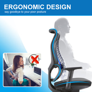 VOFFOV® Ergonomic Black Office Chair with Lumbar Support