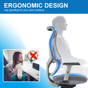 VOFFOV® Ergonomic White Office Chair with Lumbar Support