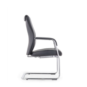 VOFFOV® Faux Leather Visitors Chair with Padded Arms&Sled Base Black