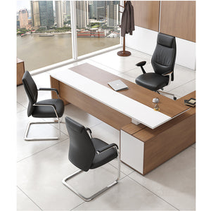 VOFFOV® Faux Leather Visitors Chair with Padded Arms&Sled Base Black