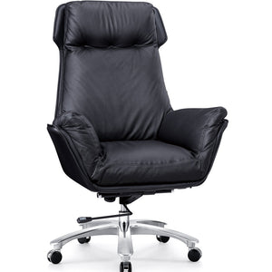 VOFFOV® Padded Executive Chair, Upholstered Office Accent Chair, Modern Designed, Black