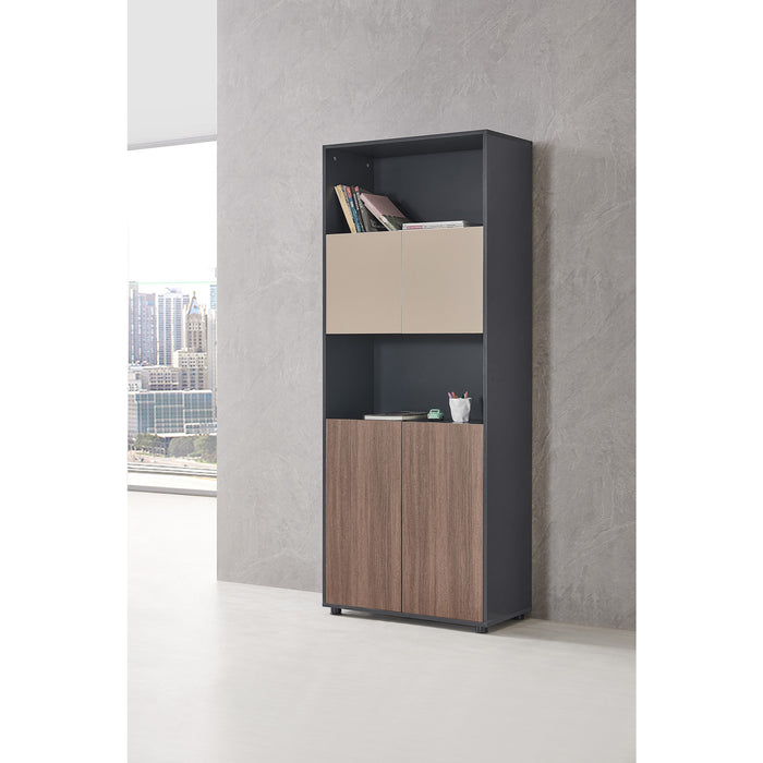 VOFFOV® Tall 3 Shelf Bookcase with Doors