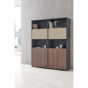 VOFFOV® Tall 3 Shelf Bookcase with Doors