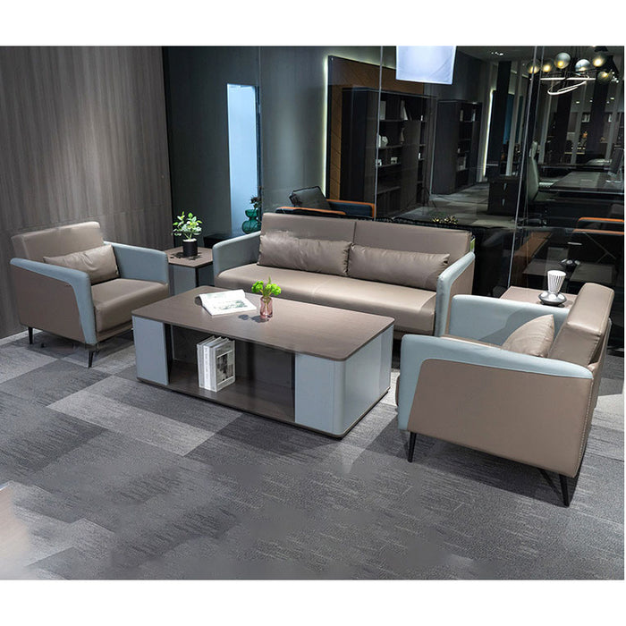 VOFFOV® Wood Coffe Table for Office Room, with Open Storage Cabinet