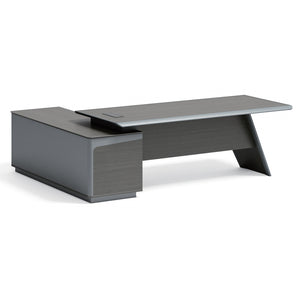 VOFFOV® Large Executive Desk With Fixed Side Table Gray 7.87 Ft