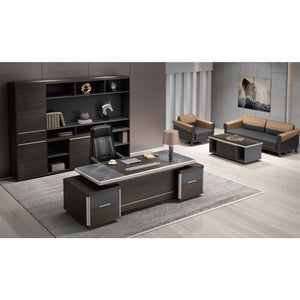 VOFFOV® Large Executive Desk With 2 Side Tables 9.2 Ft