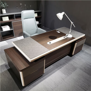 VOFFOV® Large Executive Desk With 2 Side Tables 10.5 Ft