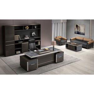 VOFFOV® Large Executive Desk With 2 Side Tables 10.5 Ft