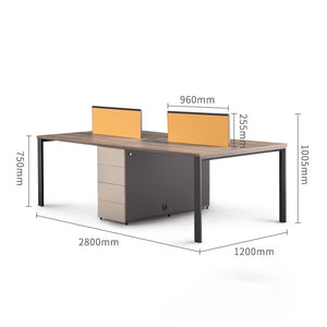VOFFOV® Cluster of 4 Workstation Desk with 4 Attached Drawers