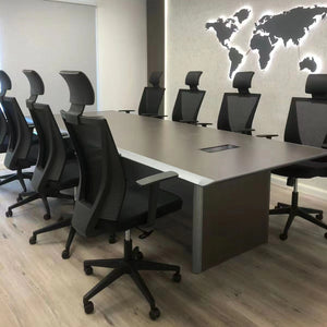 VOFFOV® Modern Office Conference Table with Wood Base 10.5 Feet for 10 Person