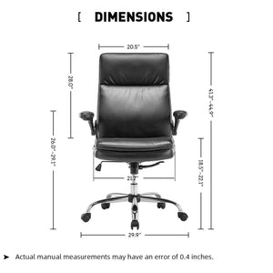 VOFFOV® Ergonomic Office Chair with Flip up Arms and Wheels Executive Office Desk Chairs Leather Black Computer Chairs