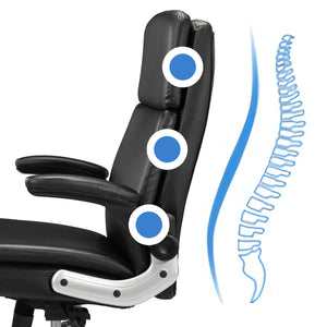 VOFFOV® Ergonomic Office Chair with Flip up Arms and Wheels Executive Office Desk Chairs Leather Black Computer Chairs