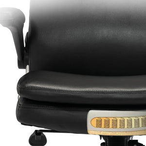 VOFFOV® Ergonomic Office Chair with Flip up Arms and Wheels Executive Office Desk Chairs Leather Black Computer Chairs
