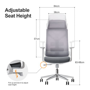 VOFFOV®Ergonomic Office Chair Adjustable Headrest Chair Backrest and Armrest