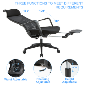 VOFFOV® Fish Bone Shape Lumbar Support Ergonomic Chair with Headrest Footrest