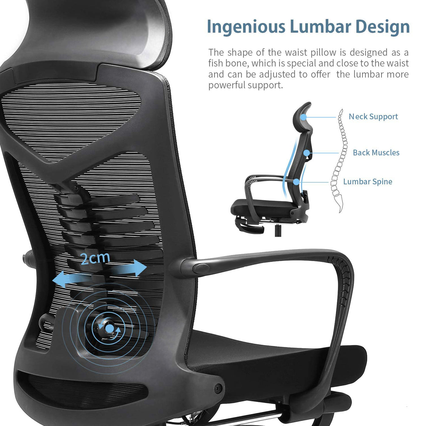 Ergonomic neck support clearance chair