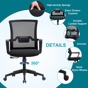 VOFFOV® Sliding Base Black Mesh Task Chair