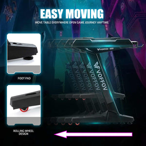 VOFFOV Gaming Desk w/ LED Lighting Black