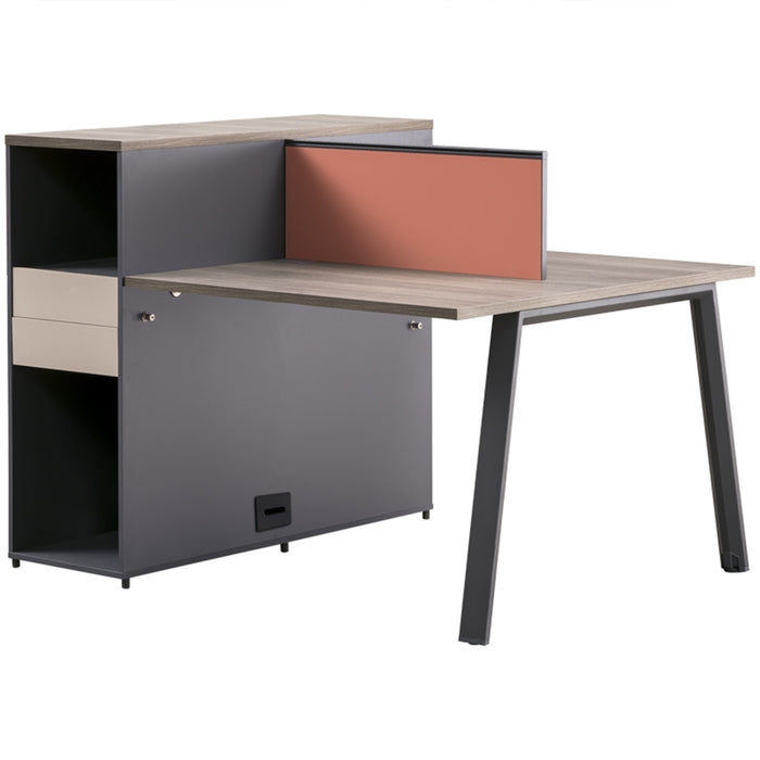 VOFFOV® Workstaion Cluster of 2 Face to Face Desk w/ Storage